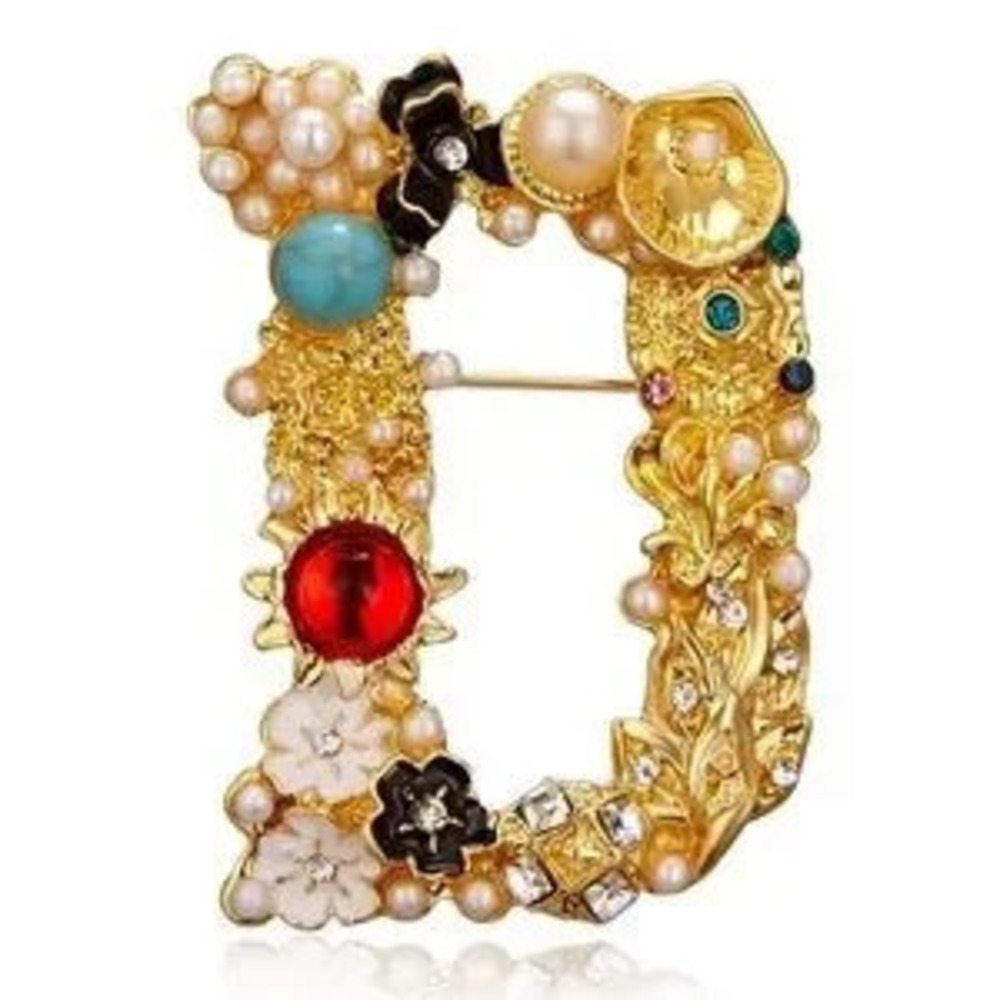 Elegant Gold and Multicolor Brooch